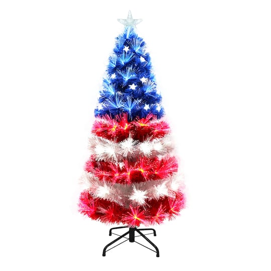 4ft. Fiber Optic Patriotic Artificial Christmas Tree